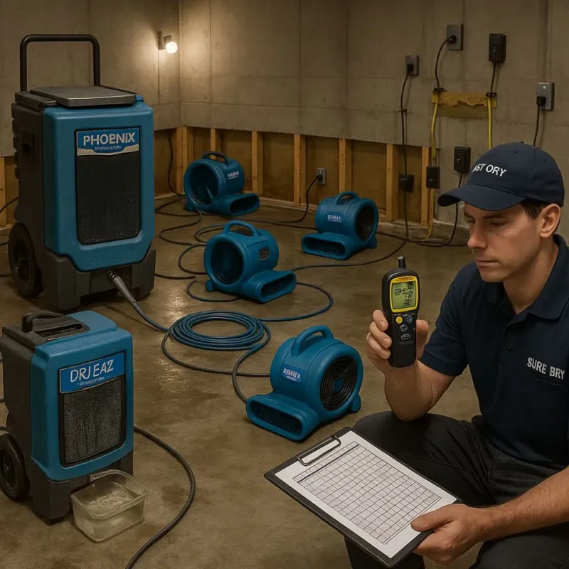 Structural Drying and Dehumidification process in Manchester, WA